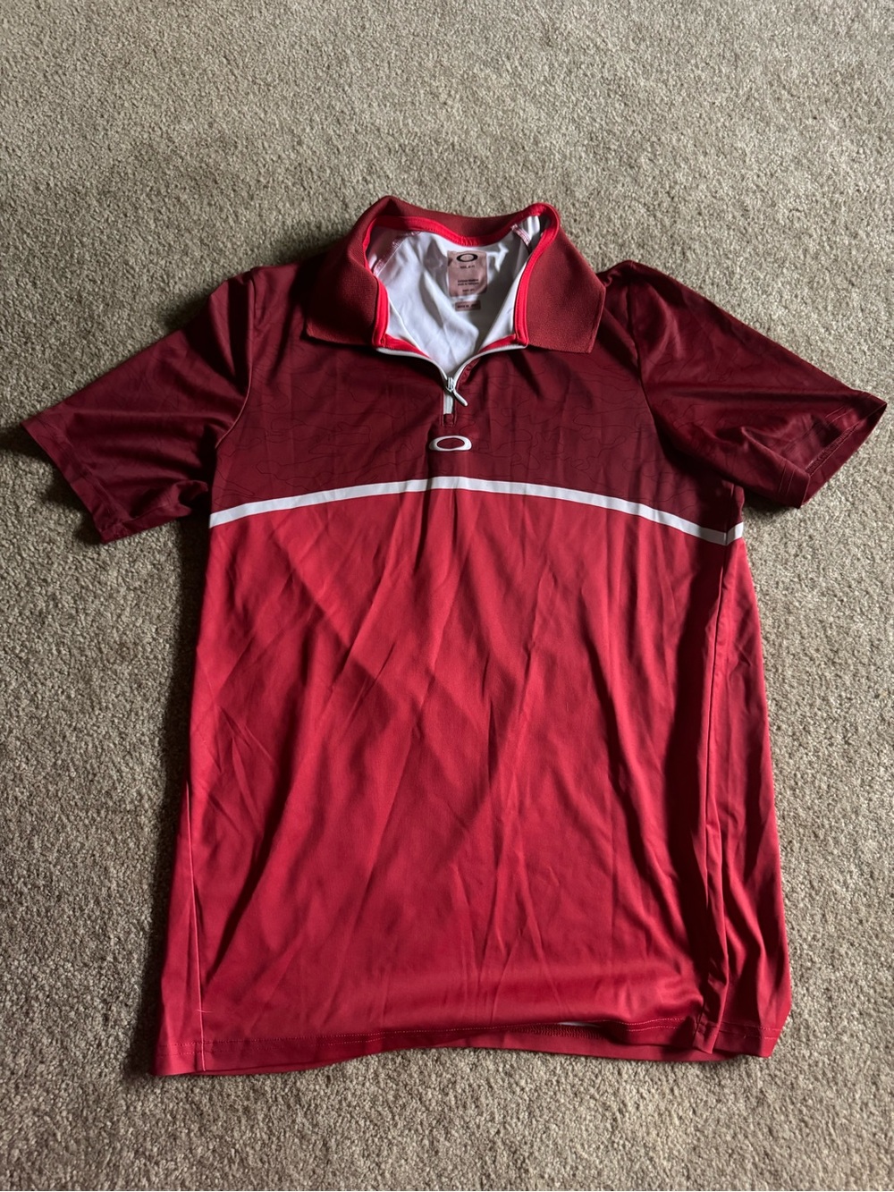 Oakley Men's Two-Tone Maroon and Red Quarter-Zip Polo